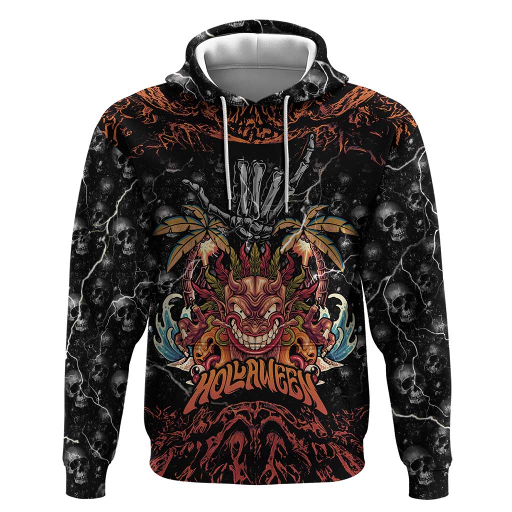 Aloha Halloween Hoodie Horror Tiki Heavy Metal Style - Polynesian Pride