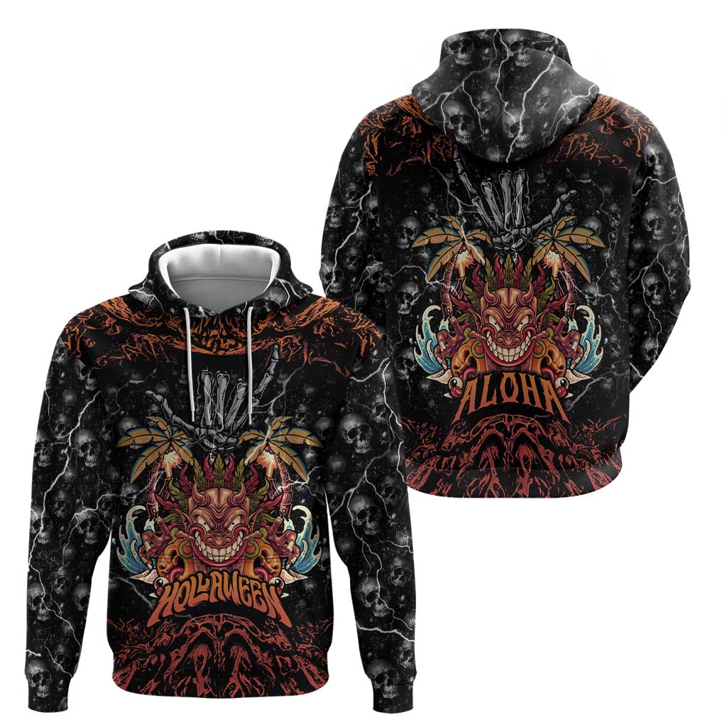 Aloha Halloween Hoodie Horror Tiki Heavy Metal Style - Polynesian Pride