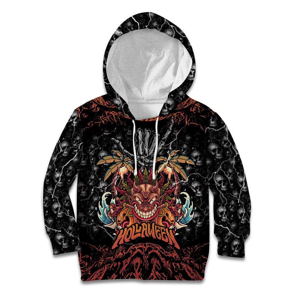 Aloha Halloween Kid Hoodie Horror Tiki Heavy Metal Style - Polynesian Pride