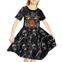 Aloha Halloween Kid Short Sleeve Dress Horror Tiki Heavy Metal Style - Polynesian Pride