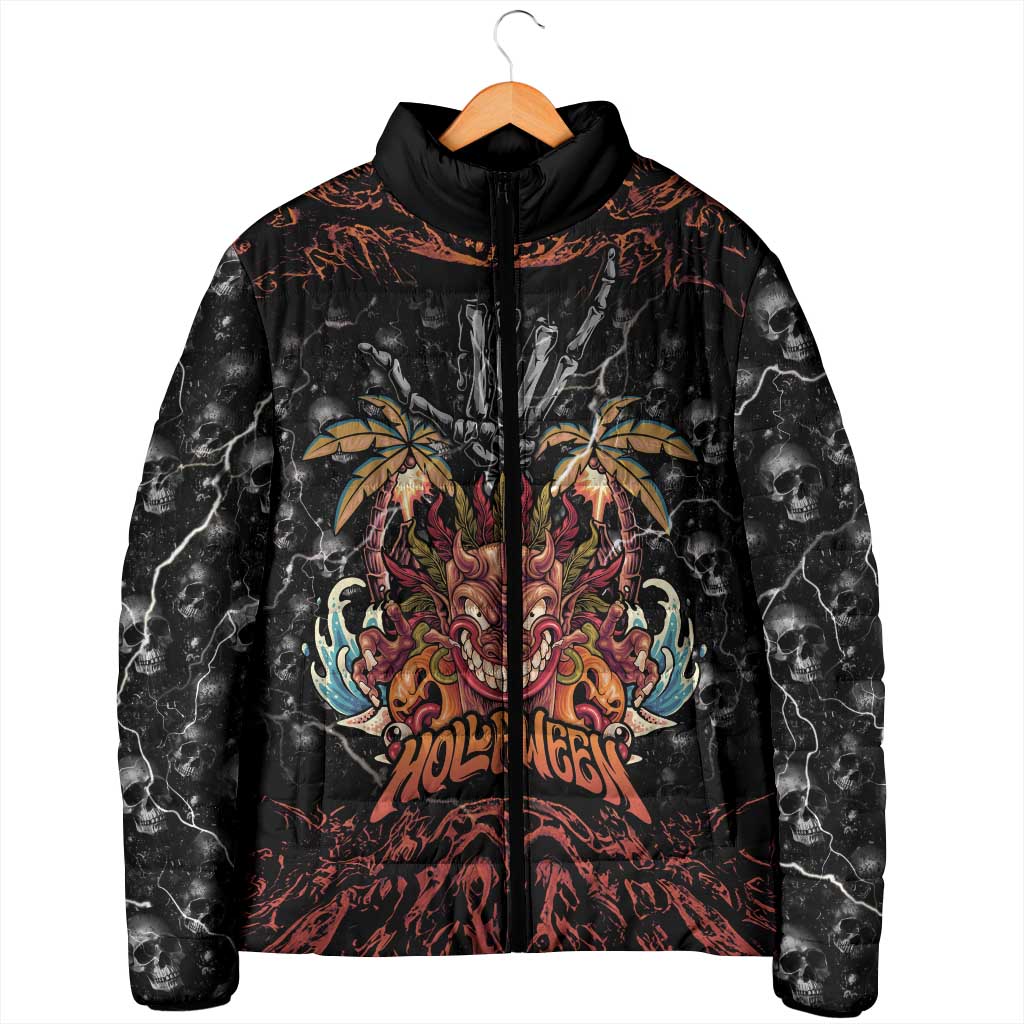 Aloha Halloween Padded Jacket Horror Tiki Heavy Metal Style - Polynesian Pride