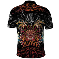 Aloha Halloween Polo Shirt Horror Tiki Heavy Metal Style - Polynesian Pride