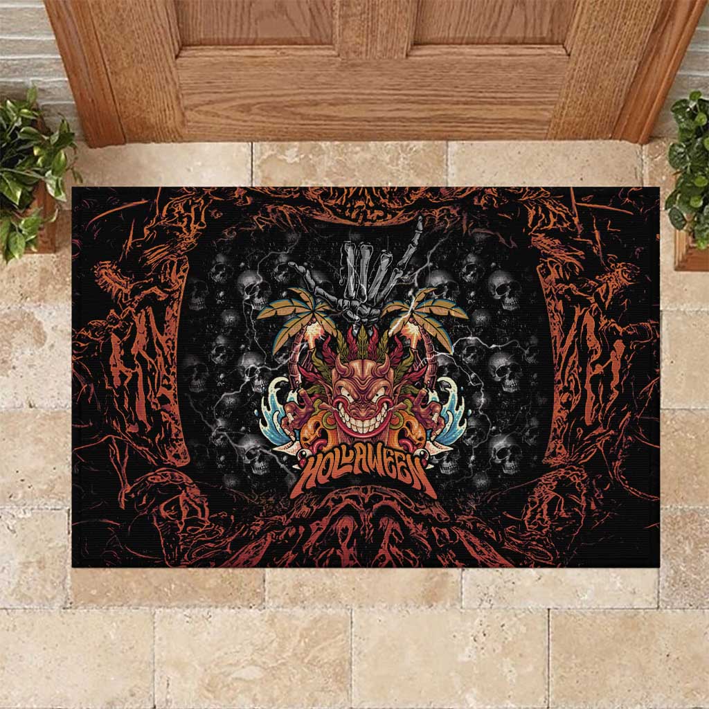 Aloha Halloween Rubber Doormat Horror Tiki Heavy Metal Style - Polynesian Pride