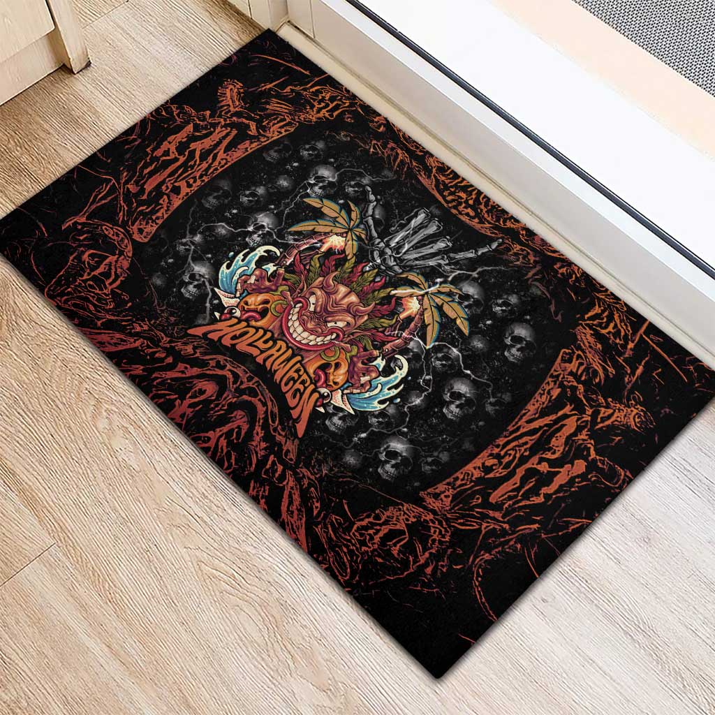 Aloha Halloween Rubber Doormat Horror Tiki Heavy Metal Style - Polynesian Pride