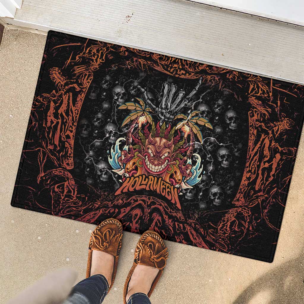 Aloha Halloween Rubber Doormat Horror Tiki Heavy Metal Style - Polynesian Pride