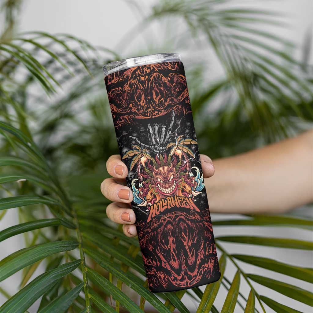 Aloha Halloween Skinny Tumbler Horror Tiki Heavy Metal Style - Polynesian Pride