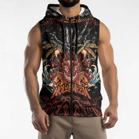 Aloha Halloween Sleeveless Zip Hoodie Horror Tiki Heavy Metal Style LT05 - Polynesian Pride
