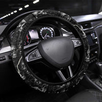 Aloha Halloween Steering Wheel Cover Horror Tiki Heavy Metal Style LT05 Universal Fit Black - Polynesian Pride