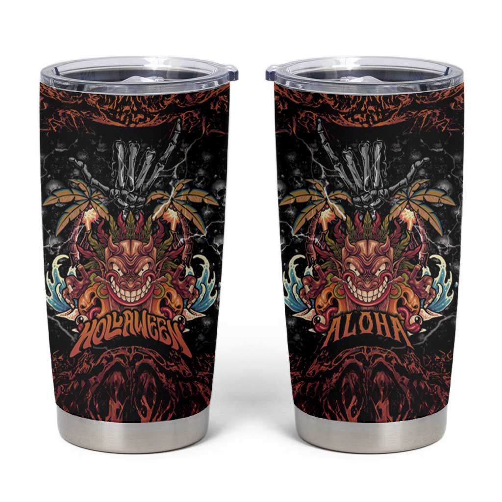 Aloha Halloween Tumbler Cup Horror Tiki Heavy Metal Style - Polynesian Pride