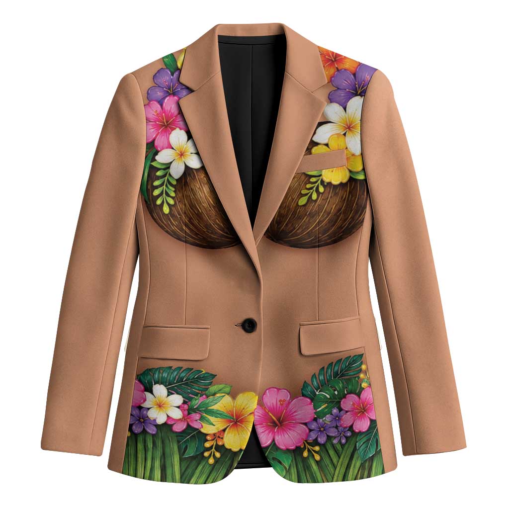 Hawaii Hula Costume Blazer Coconut Bra Lei Flowers Grass Skirt LT05 Unisex Beige - Polynesian Pride