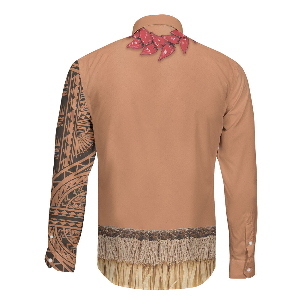 Samoa Tribal Tattoo Costume Long Sleeve Button Shirt Ula Fala Necklace LT05 - Polynesian Pride