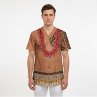 Samoa Tribal Tattoo Costume Scrub Top Ula Fala Necklace LT05 - Polynesian Pride