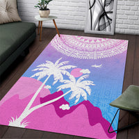 Fiji Your Paradise Festival Area Rug With Fijian Masi Tapa Pattern LT05 Blue - Polynesian Pride