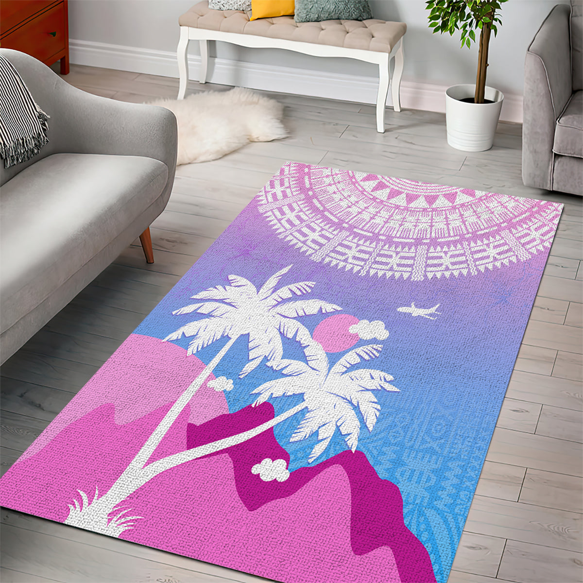 Fiji Your Paradise Festival Area Rug With Fijian Masi Tapa Pattern LT05 - Polynesian Pride