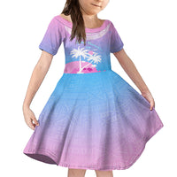 Personalised Fiji Your Paradise Festival Family Matching Tank Maxi Dress and Hawaiian Shirt With Fijian Masi Tapa Pattern LT05 Daughter's Dress Blue - Polynesian Pride