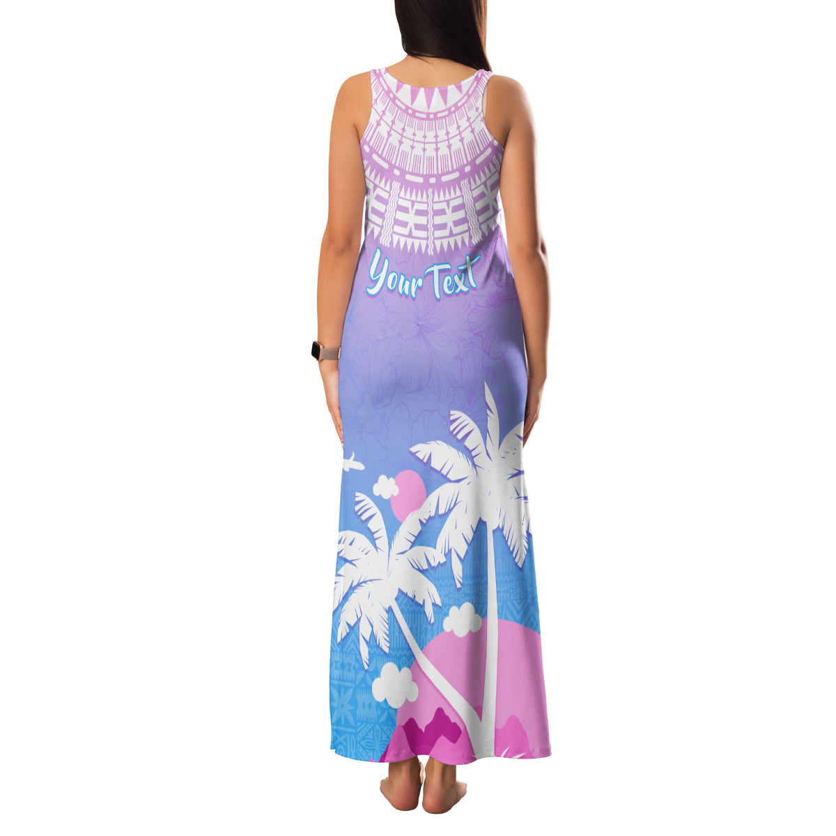 Personalised Fiji Your Paradise Festival Family Matching Tank Maxi Dress and Hawaiian Shirt With Fijian Masi Tapa Pattern LT05 - Polynesian Pride