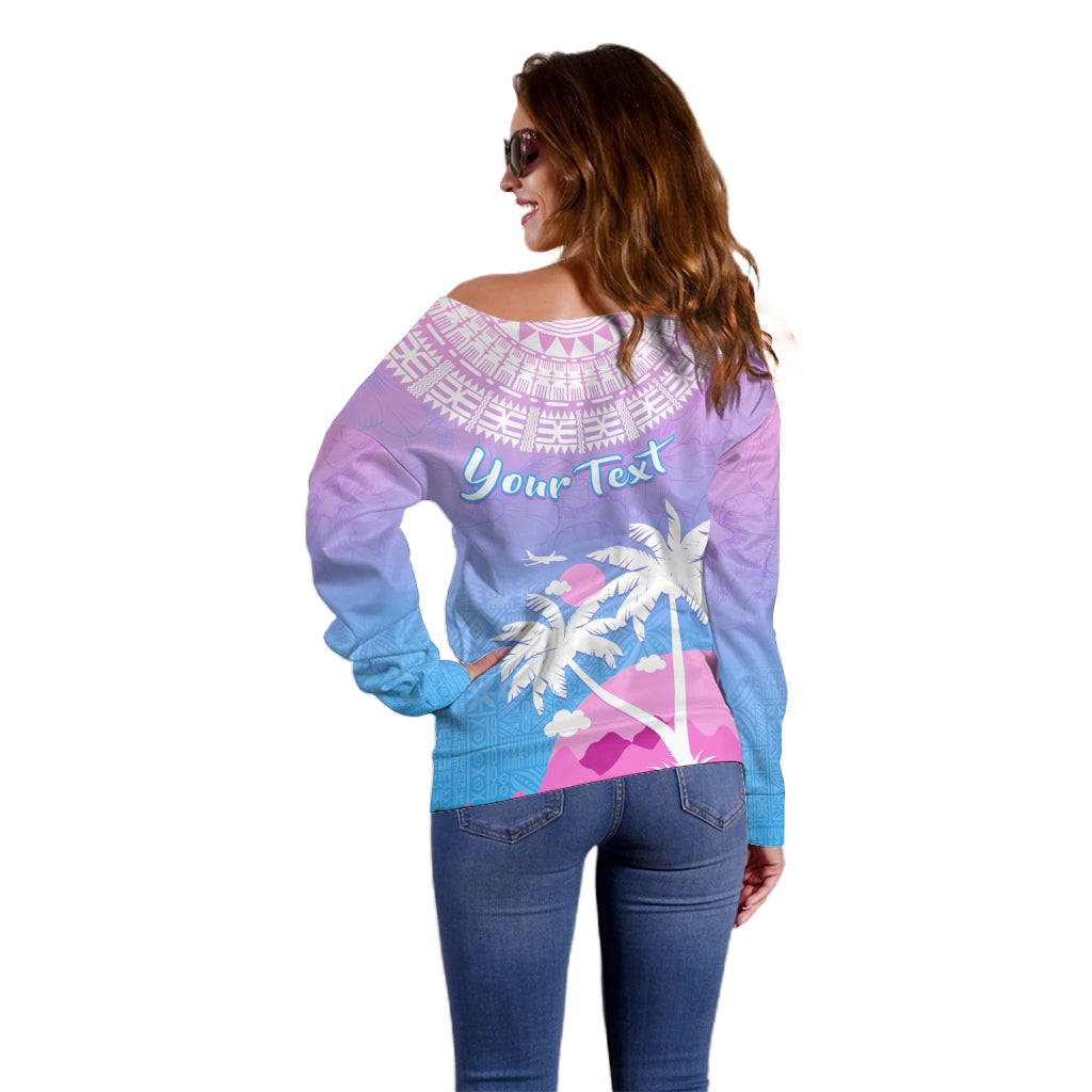Personalised Fiji Your Paradise Festival Off Shoulder Sweater With Fijian Masi Tapa Pattern LT05 - Polynesian Pride