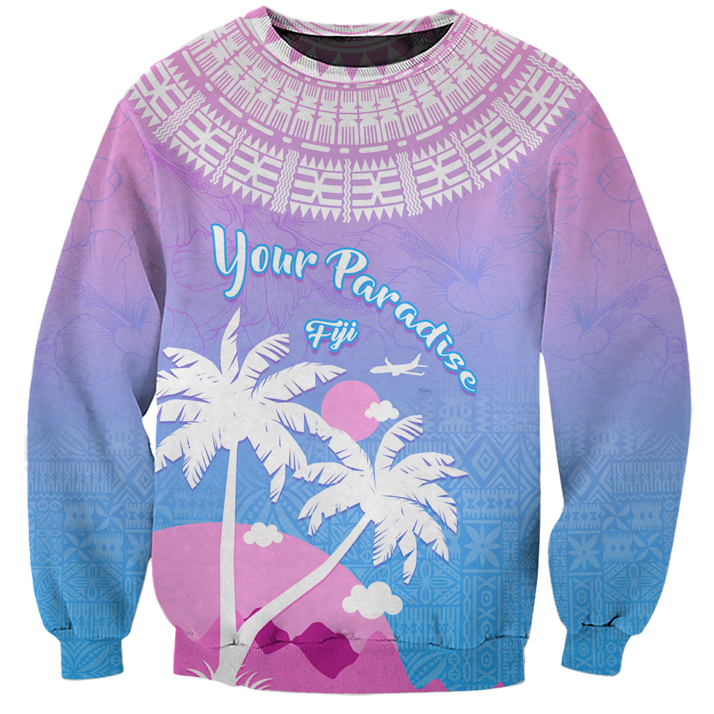 Personalised Fiji Your Paradise Festival Sweatshirt With Fijian Masi Tapa Pattern LT05 Unisex Blue - Polynesian Pride