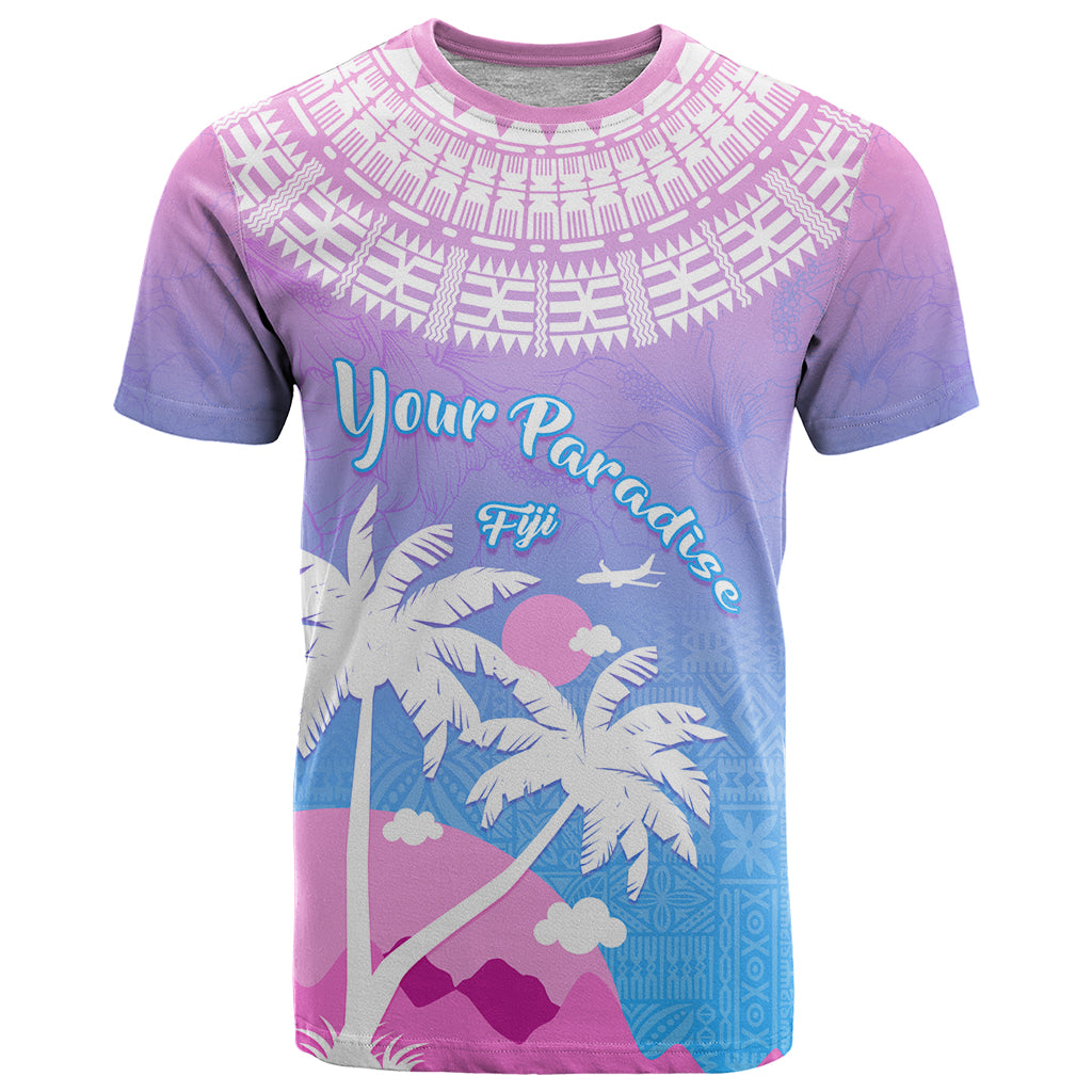 Personalised Fiji Your Paradise Festival T Shirt With Fijian Masi Tapa Pattern LT05 Blue - Polynesian Pride