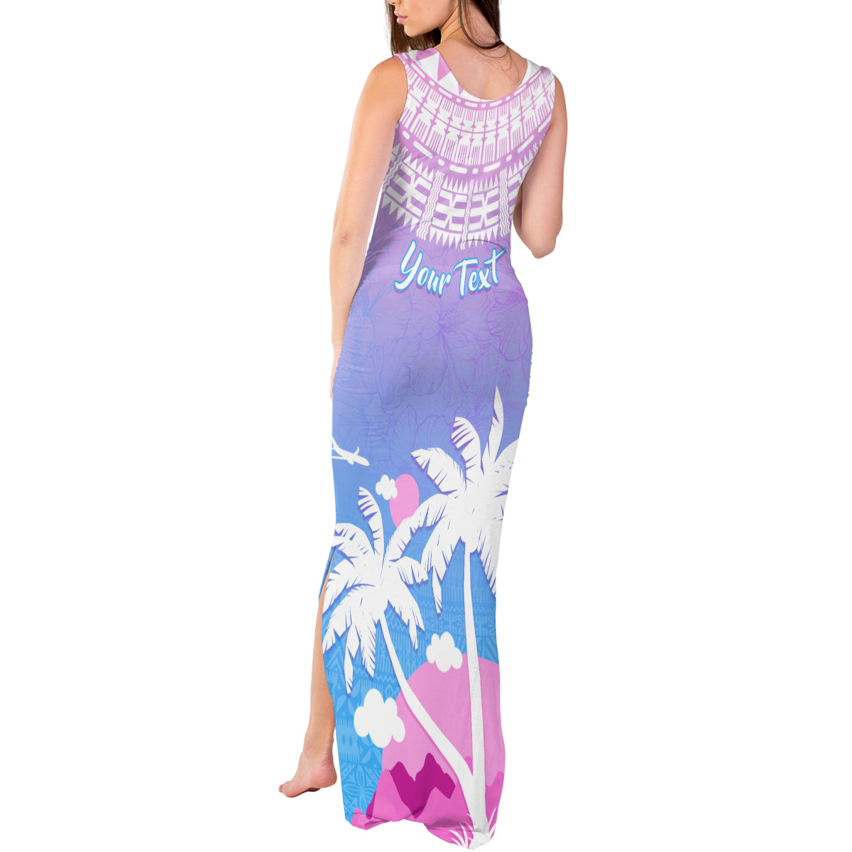 Personalised Fiji Your Paradise Festival Tank Maxi Dress With Fijian Masi Tapa Pattern LT05 - Polynesian Pride