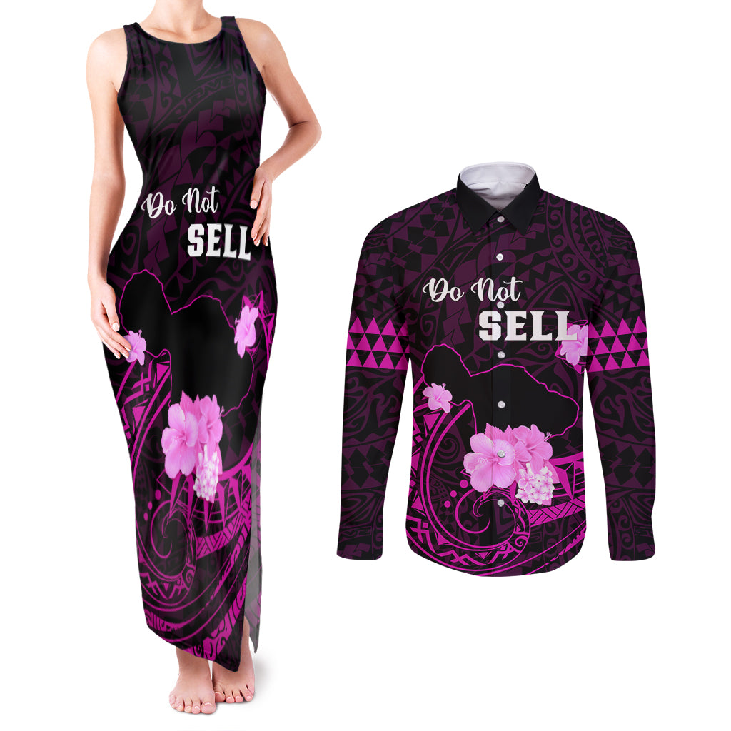 Hawaii Strong Maui Couples Matching Tank Maxi Dress and Long Sleeve Button Shirt Lahaina Is Not For Sale LT05 Pink - Polynesian Pride