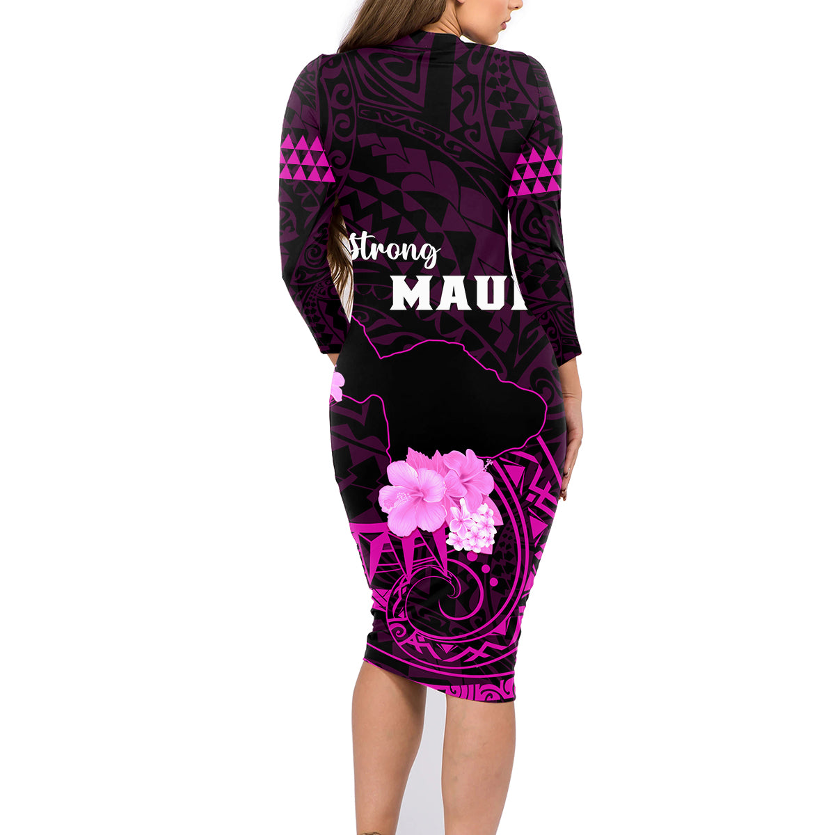 Hawaii Strong Maui Family Matching Long Sleeve Bodycon Dress and Hawaiian Shirt Lahaina Is Not For Sale LT05 - Polynesian Pride