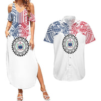 Samoa Black Saturday Couples Matching Summer Maxi Dress and Hawaiian Shirt Polynesian Tribal Simple Style LT05 White - Polynesian Pride