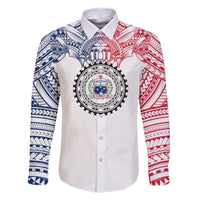 Samoa Black Saturday Family Matching Long Sleeve Bodycon Dress and Hawaiian Shirt Polynesian Tribal Simple Style LT05 Dad's Shirt - Long Sleeve White - Polynesian Pride