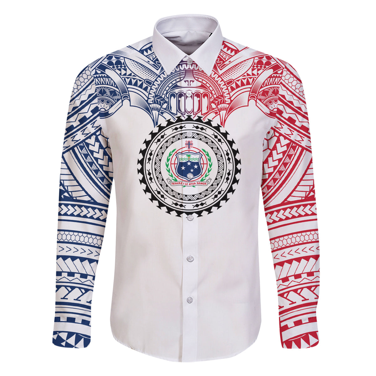 Samoa Black Saturday Family Matching Mermaid Dress and Hawaiian Shirt Polynesian Tribal Simple Style LT05 Dad's Shirt - Long Sleeve White - Polynesian Pride