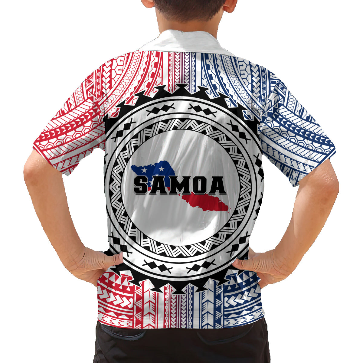 Samoa Black Saturday Family Matching Off Shoulder Long Sleeve Dress and Hawaiian Shirt Polynesian Tribal Simple Style LT05 - Polynesian Pride