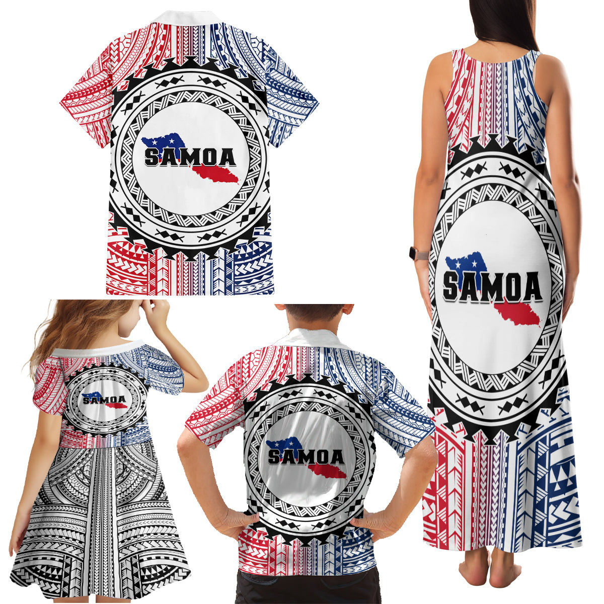 Samoa Black Saturday Family Matching Tank Maxi Dress and Hawaiian Shirt Polynesian Tribal Simple Style LT05 - Polynesian Pride