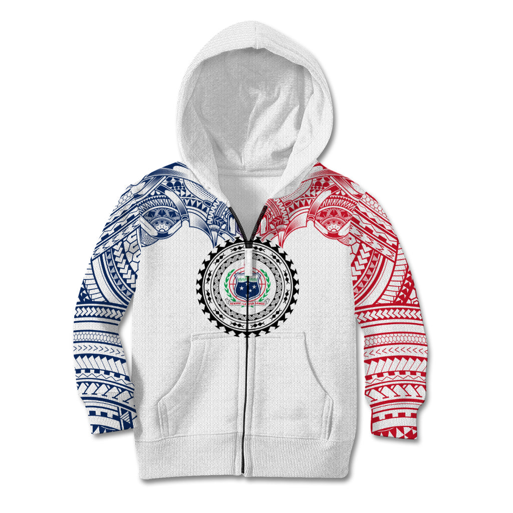 Samoa Black Saturday Kid Hoodie Polynesian Tribal Simple Style LT05 Zip Hoodie White - Polynesian Pride