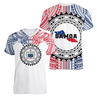 Samoa Black Saturday Women V Neck T Shirt Polynesian Tribal Simple Style LT05 - Polynesian Pride