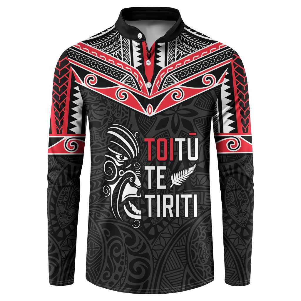 Aotearoa Toitu Te Tiriti Button Sweatshirt New Zealand Honour The Treaty LT05 Black - Polynesian Pride