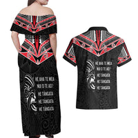 Aotearoa Toitu Te Tiriti Couples Matching Off Shoulder Maxi Dress and Hawaiian Shirt New Zealand Honour The Treaty LT05 - Polynesian Pride