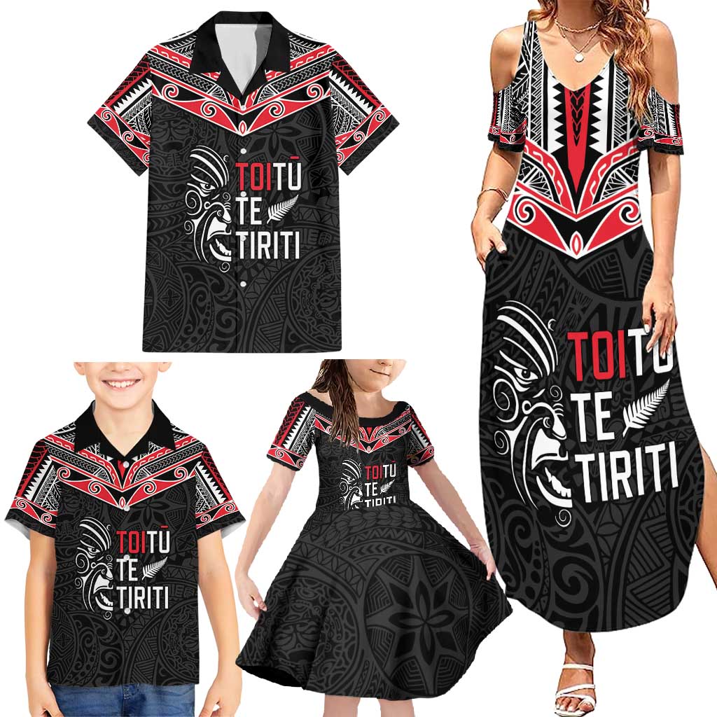 Aotearoa Toitu Te Tiriti Family Matching Summer Maxi Dress and Hawaiian Shirt New Zealand Honour The Treaty