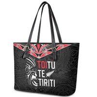 Aotearoa Toitu Te Tiriti Leather Tote Bag New Zealand Honour The Treaty