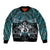 New Zealand Maori Bomber Jacket Poutama Pikorua Turquoise Paua Shell