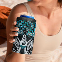 New Zealand Maori 4 in 1 Can Cooler Tumbler Poutama Pikorua Turquoise Paua Shell LT05 - Polynesian Pride