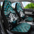 New Zealand Maori Car Seat Cover Poutama Pikorua Turquoise Paua Shell