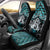 New Zealand Maori Car Seat Cover Poutama Pikorua Turquoise Paua Shell