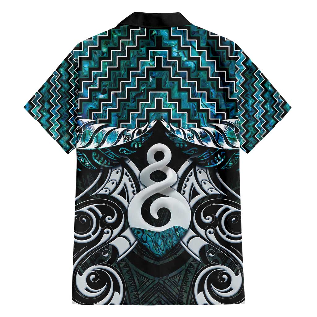 New Zealand Maori Family Matching Long Sleeve Bodycon Dress and Hawaiian Shirt Poutama Pikorua Turquoise Paua Shell LT05 - Polynesian Pride