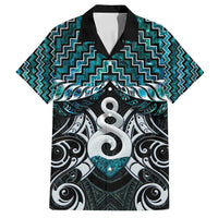 New Zealand Maori Family Matching Summer Maxi Dress and Hawaiian Shirt Poutama Pikorua Turquoise Paua Shell LT05 Dad's Shirt - Short Sleeve Turquoise - Polynesian Pride