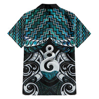 New Zealand Maori Family Matching Tank Maxi Dress and Hawaiian Shirt Poutama Pikorua Turquoise Paua Shell LT05 - Polynesian Pride