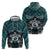 New Zealand Maori Hoodie Poutama Pikorua Turquoise Paua Shell