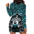 New Zealand Maori Hoodie Dress Poutama Pikorua Turquoise Paua Shell