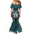 New Zealand Maori Mermaid Dress Poutama Pikorua Turquoise Paua Shell