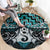 New Zealand Maori Round Carpet Poutama Pikorua Turquoise Paua Shell