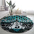 New Zealand Maori Round Carpet Poutama Pikorua Turquoise Paua Shell