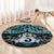 New Zealand Maori Round Carpet Poutama Pikorua Turquoise Paua Shell